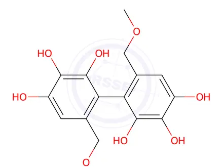 Chemical structure of 2,2',3,3',4,4'-hexahydroxy-1,1'-biphenyl-6,6'-dimethanol dimethyl ether