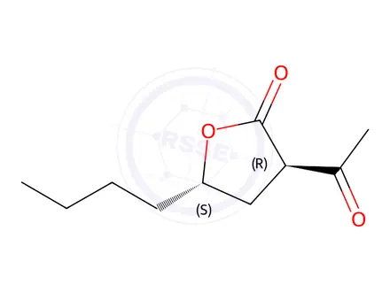 Chemical structure of 2(3H)-Furanone, 3-acetyl-5-butyldihydro-