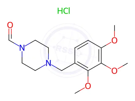 Chemical structure of 4-(2,3,4-Trimethoxybenzyl)-1-piperazine-carboxaldehyde hydrochloride