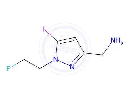 Chemical structure of 1-[1-(2-fluoroethyl)-5-iodo-1H-pyrazol-3-yl]methanamine