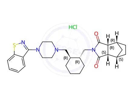 Chemical structure of (3aR,4R,7S,7aS)-2-{(1R,2R)-2-[4-(1,2-benzisothiazol-3-yl)piperazin-1-ylMethyl]cyclohexylMethyl}hexahydro-4,7-Methano-2H-isoindole-1,3-dione hydrochloride
