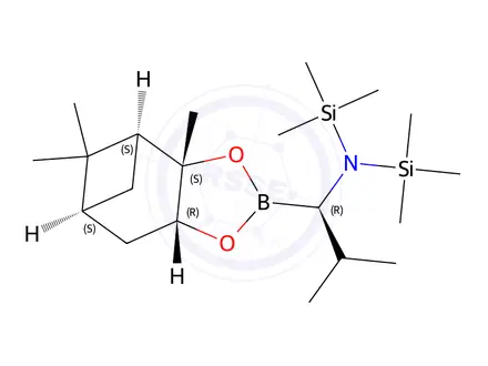 Chemical structure of 1,1,1-Trimethyl-N-((R)-2-methyl-1-((3aS,4S,6S,7aR)-3a,5,5-trimethylhexahydro-4,6-methanobenzo[d][1,3,2]dioxaborol-2-yl)propyl)-N-(trimethylsilyl)silanamine