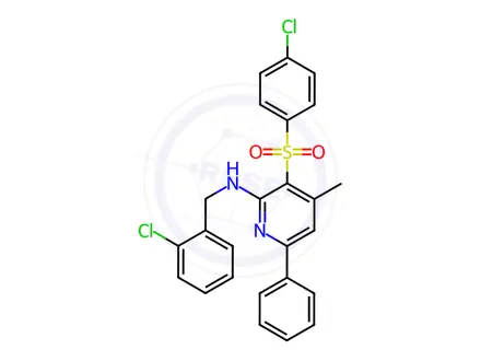 Chemical structure of N-(2-chlorobenzyl)-3-((4-chlorophenyl)sulfonyl)-4-methyl-6-phenylpyridin-2-amine