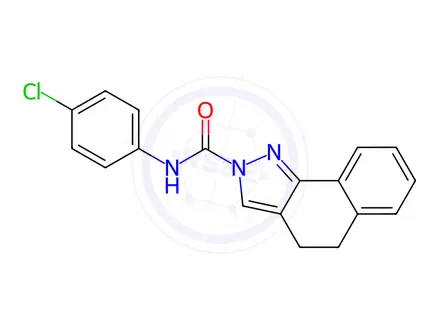 Chemical structure of N-(4-Chlorophenyl)-4,5-dihydro-2H-benzo[g]indazole-2-carboxamide
