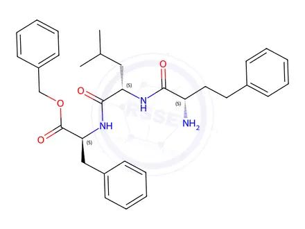 Chemical structure of Benzyl ((S)-2-Amino-4-phenylbutanoyl)-L-leucyl-L-phenylalaninate