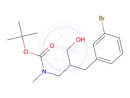 Chemical structure of tert-Butyl (2-(3-bromobenzyl)-3-hydroxypropyl)(methyl)carbamate