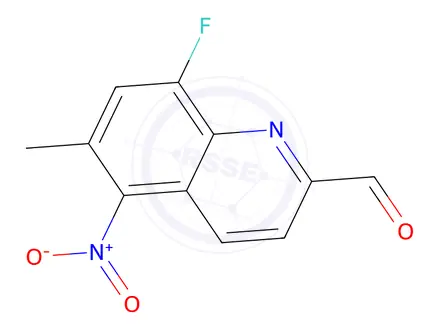 Chemical structure of 8-Fluoro-6-methyl-5-nitroquinoline-2-carbaldehyde