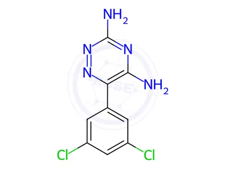 Chemical structure of 6-(3,5-Dichlorophenyl)-1,2,4-triazine-3,5-diamine