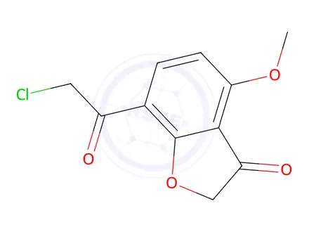 Chemical structure of 7-(2-Chloroacetyl)-4-methoxy-2,3-dihydro-1-benzofuran-3-one