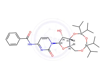 Chemical structure of N4-Benzoyl-3',5'-O-(1,1,3,3-tetraisopropyl-1,3-disiloxanediyl)cytidine