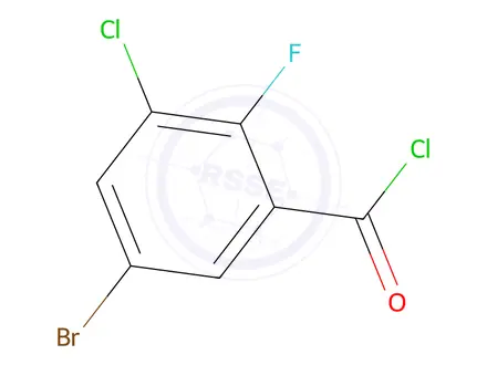 Chemical structure of 5-Bromo-3-chloro-2-fluorobenzoyl chloride