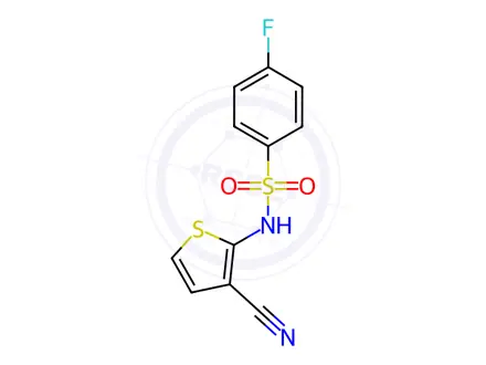Chemical structure of N-(3-cyanothiophen-2-yl)-4-fluorobenzenesulfonamide