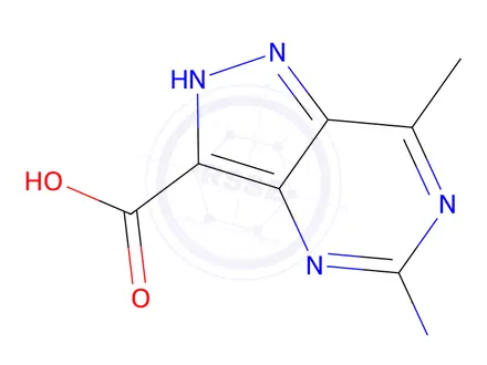 Chemical structure of 5-amino-7-methyl-1H-pyrazolo[4,3-d]pyrimidine-3-carboxylic acid