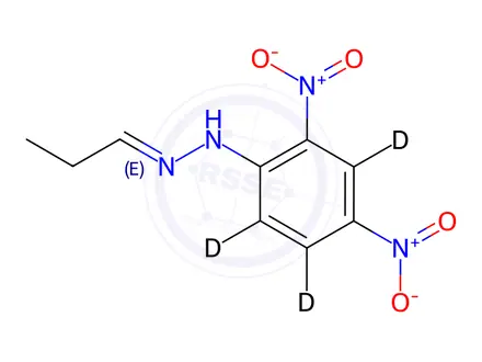 Chemical structure of Propionaldehyde 2,4-Dinitrophenylhydrazone-d3