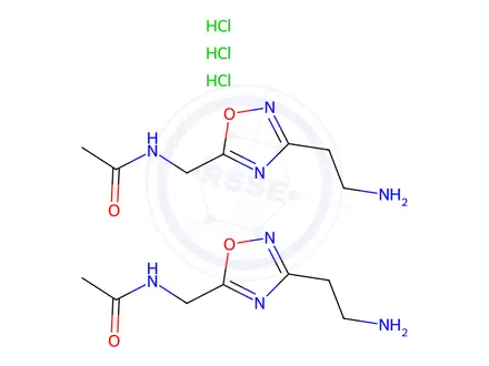 Chemical structure of Acetamide, N-[[3-(2-aminoethyl)-1,2,4-oxadiazol-5-yl]methyl]-, hydrochloride (1:1) (ACI)