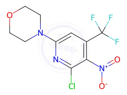 Chemical structure of 4-[6-chloro-5-nitro-4-(trifluoromethyl)pyridin-2-yl]morpholine