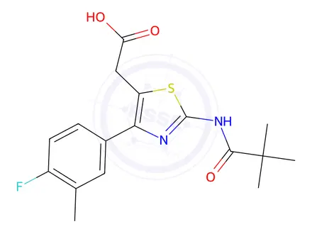 Chemical structure of 2-(4-(4-Fluoro-3-methylphenyl)-2-pivalamidothiazol-5-yl)acetic acid