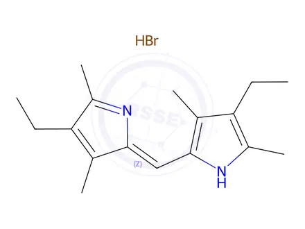 Chemical structure of 3-Ethyl-5-((4-ethyl-3,5-dimethyl-2H-pyrrol-2-ylidene)methyl)-2,4-dimethyl-1H-pyrrole hydrobromide