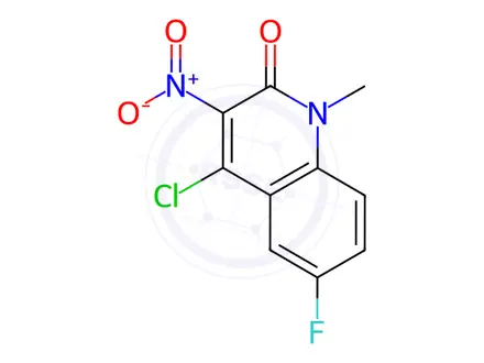 Chemical structure of 4-Chloro-6-fluoro-1-methyl-3-nitroquinolin-2(1H)-one