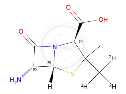 Chemical structure of (+)-6-Aminopenicillanic Acid-d3