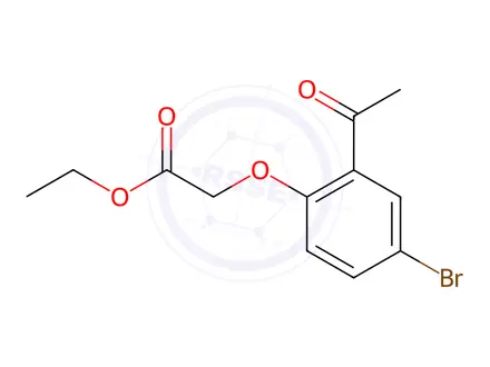 Chemical structure of ethyl 2-(2-acetyl-4-bromophenoxy)acetate