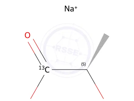 Chemical structure of L-Lactic acid-1-13C, sodium salt solution