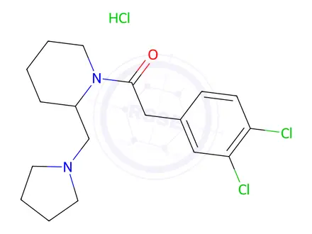 Chemical structure of 2-(3,4-Dichlorophenyl)-1-(2-(pyrrolidin-1-ylMethyl)piperidin-1-yl)ethanone hydrochloride