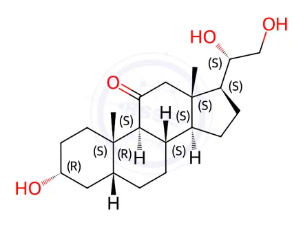 Chemical structure of 3alpha,20beta,21-Trihydroxy-5beta-pregnan-11-one