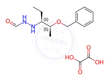 Chemical structure of 2-[(1S,2S)-1-Ethyl-2-(phenylmethoxy)propyl]hydrazinecarboxaldehyde Oxalate