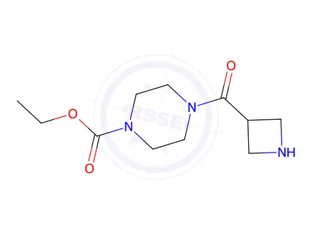 Chemical structure of ethyl 4-(azetidine-3-carbonyl)piperazine-1-carboxylate