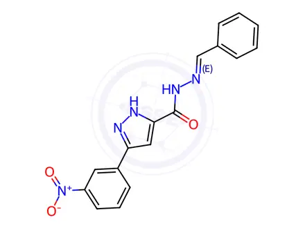 Chemical structure of N'-Benzylidene-3-(3-nitrophenyl)-1H-pyrazole-5-carbohydrazide