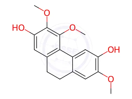 Chemical structure of 9,10-Dihydro-3,4,7-trimethoxy-2,6-phenanthrenediol