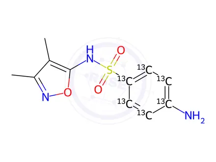 Chemical structure of Sulfisoxazole-13C6(Sulfafurazole-13C6)