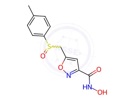 Chemical structure of N-Hydroxy-5-((p-tolylsulfinyl)methyl)isoxazole-3-carboxamide