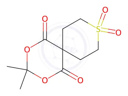 Chemical structure of 3,3-dimethyl-2,4-dioxa-9-thiaspiro[5.5]undecane-1,5-dione 9,9-dioxide