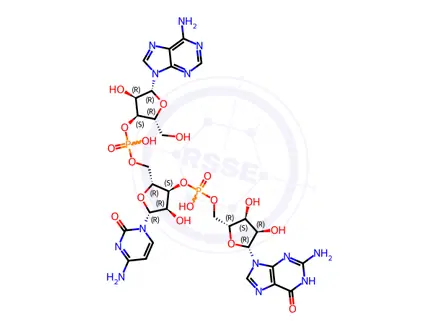 Chemical structure of guanylyl-(5'-3')-cytidylyl-(5'-3')-adenosine