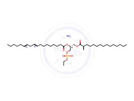 Chemical structure of 1-Palmitoyl-2-linoleoyl-sn-glycero-3-phosphoethanol Ammonium Salt