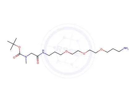 Chemical structure of N’-(13-Amino-4,7,10-trioxatridecanyl)-N-methyl-N-tert-butoxycarbonyl-glycinamide