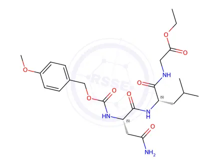 Chemical structure of 4-methoxybenzyloxycarbonyl-asparaginyl-leucyl-glycine ethyl ester