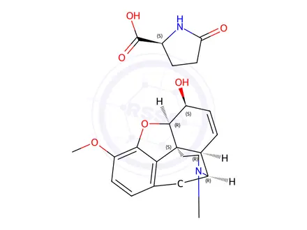 Chemical structure of 5-oxo-L-proline, compound with (5alpha,6alpha)-7,8-didehydro-4,5-epoxy-3-methoxy-17-methylmorphinan-6-ol (1:1)
