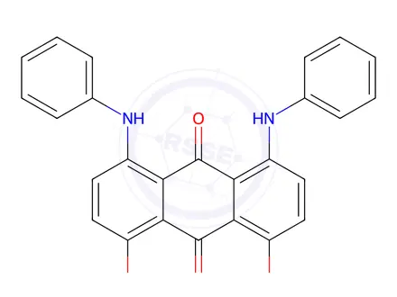 Chemical structure of 1,8-Dihydroxy-4,5-bis(phenylamino)anthracene-9,10-dione