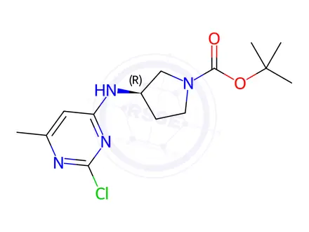 Chemical structure of (R)-tert-Butyl 3-((2-chloro-6-methylpyrimidin-4-yl)amino)pyrrolidine-1-carboxylate