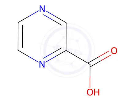 Chemical structure of Pyrazine-2-carboxylic acid