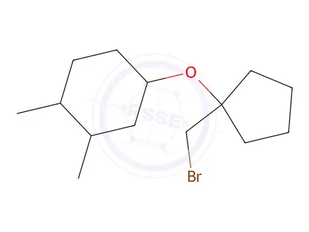 Chemical structure of 4-((1-(Bromomethyl)cyclopentyl)oxy)-1,2-dimethylcyclohexane