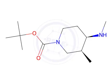 Chemical structure of Tert-butyl (3S,4R)-3-methyl-4-(methylamino)piperidine-1-carboxylate