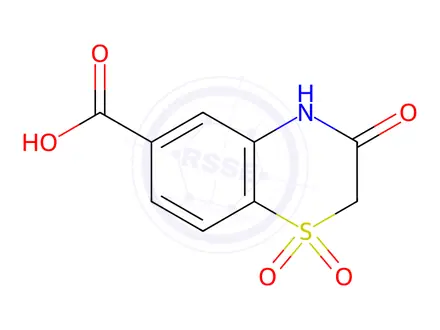 Chemical structure of 3-Oxo-3,4-dihydro-2H-benzo[b][1,4]thiazine-6-carboxylic acid 1,1-dioxide
