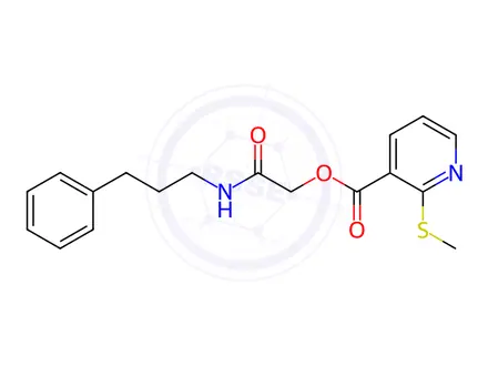 Chemical structure of 2-Oxo-2-((3-phenylpropyl)amino)ethyl 2-(methylthio)nicotinate