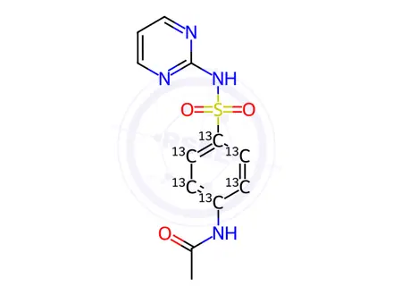 Chemical structure of N4-acetylsulfadiazine-[13C6]