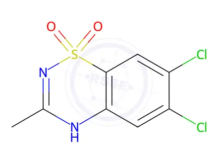 Chemical structure of 6,7-Dichloro-3-methyl-2H-benzo[e][1,2,4]thiadiazine 1,1-dioxide
