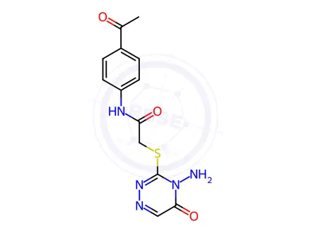 Chemical structure of N-(4-Acetylphenyl)-2-((4-amino-5-oxo-4,5-dihydro-1,2,4-triazin-3-yl)thio)acetamide